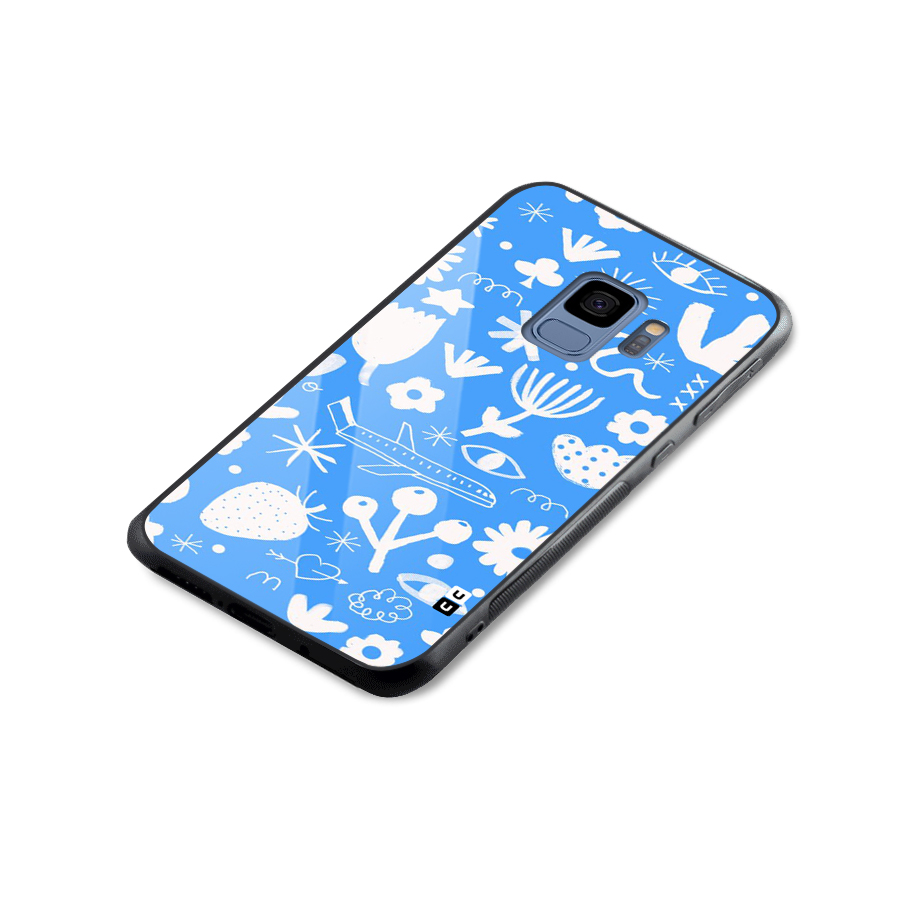 Space Blue Pattern Glass Back Case for Galaxy S9