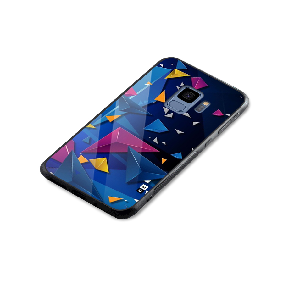 Space Colored Triangles Glass Back Case for Galaxy S9