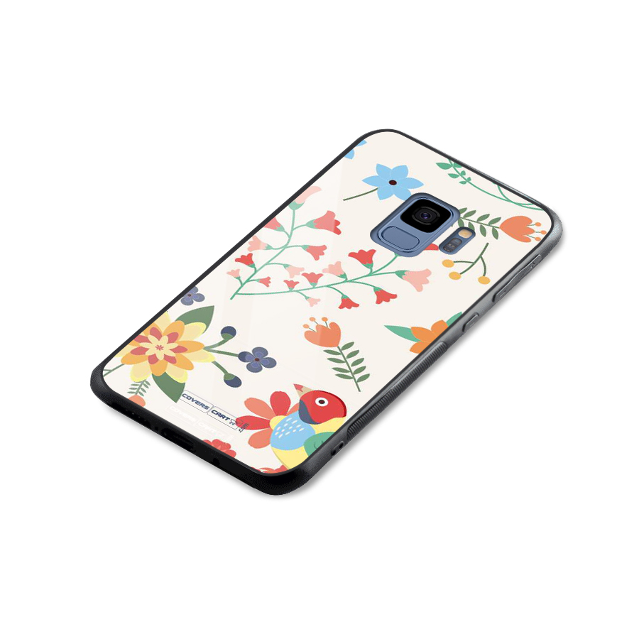 Spring Flowers Glass Back Case for Galaxy S9