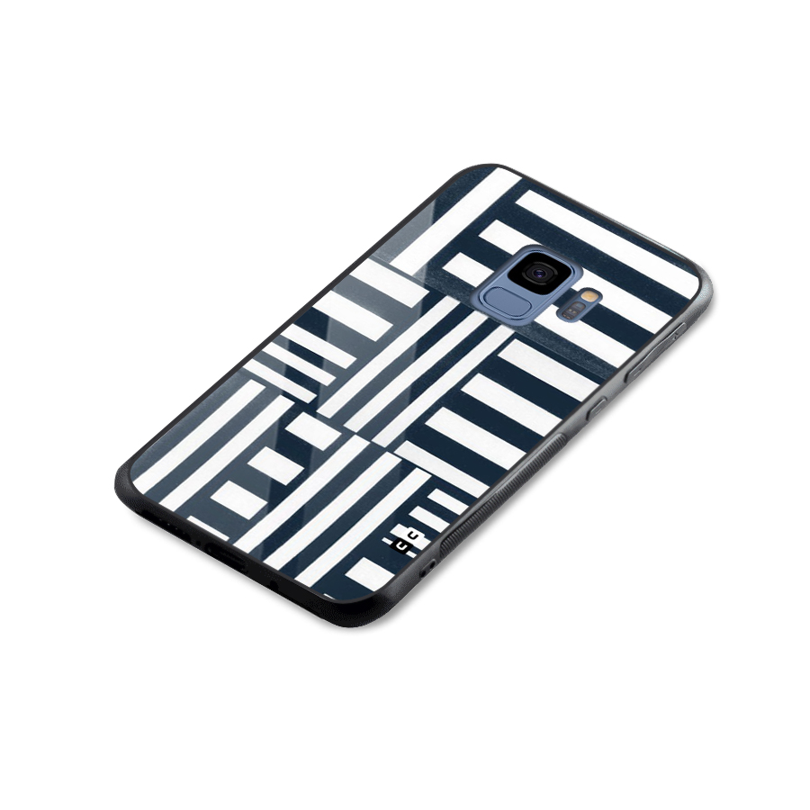 Square  Stripes Glass Back Case for Galaxy S9