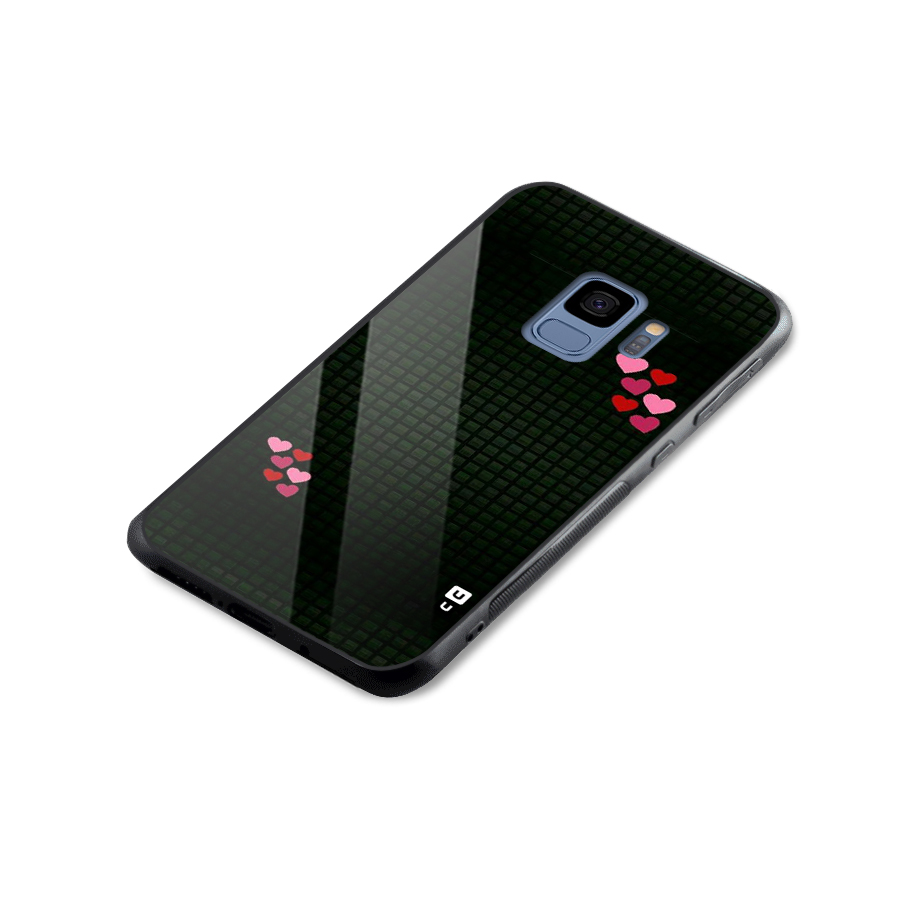 Square and Hearts Glass Back Case for Galaxy S9