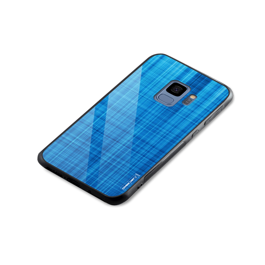 Stripe Blue Abstract Glass Back Case for Galaxy S9