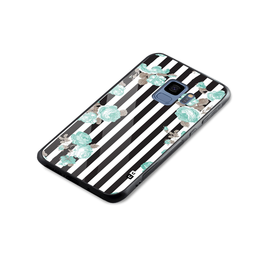Stripes Bloom Glass Back Case for Galaxy S9