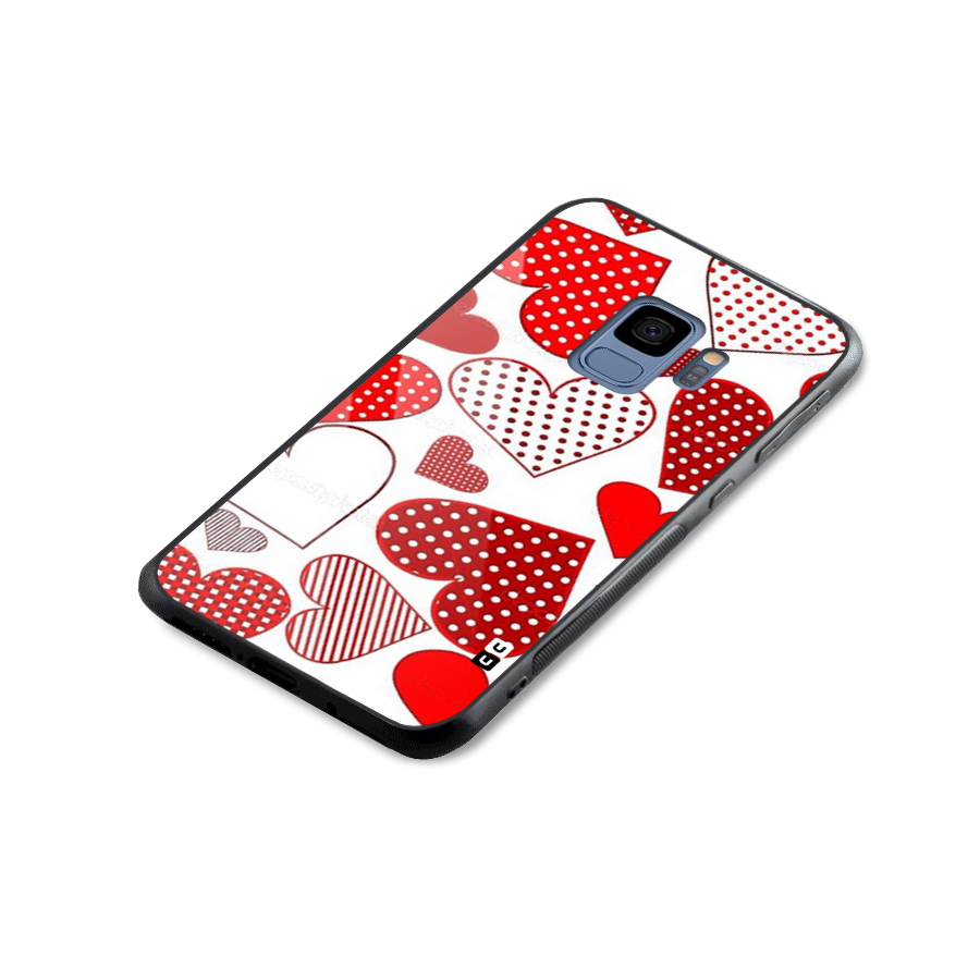 Style Hearts Glass Back Case for Galaxy S9