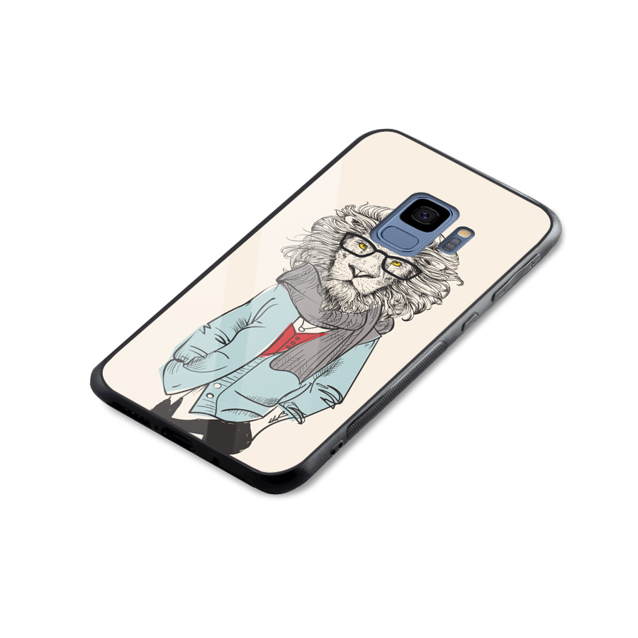 Stylish Lion Glass Back Case for Galaxy S9