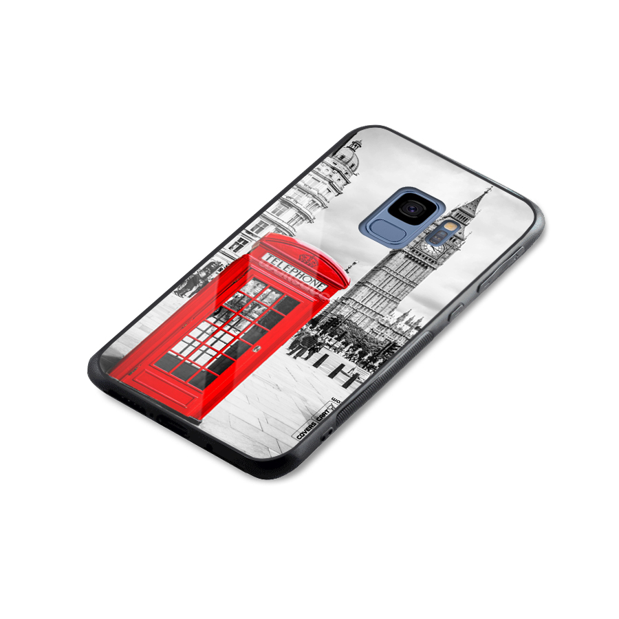 Telephone Booth Glass Back Case for Galaxy S9