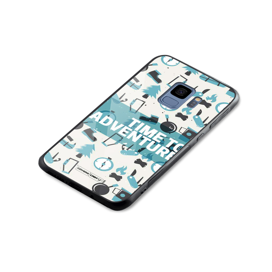 Time To Adventure Blazing Blue Glass Back Case for Galaxy S9