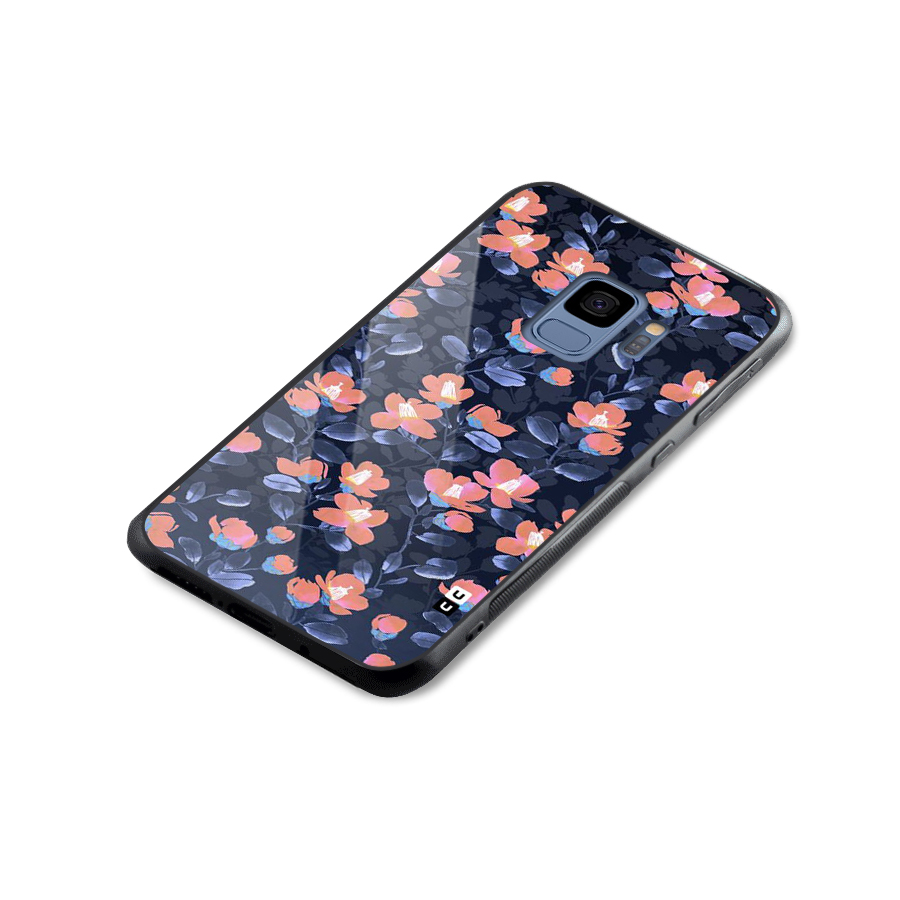 Tiny Peach Flowers Glass Back Case for Galaxy S9
