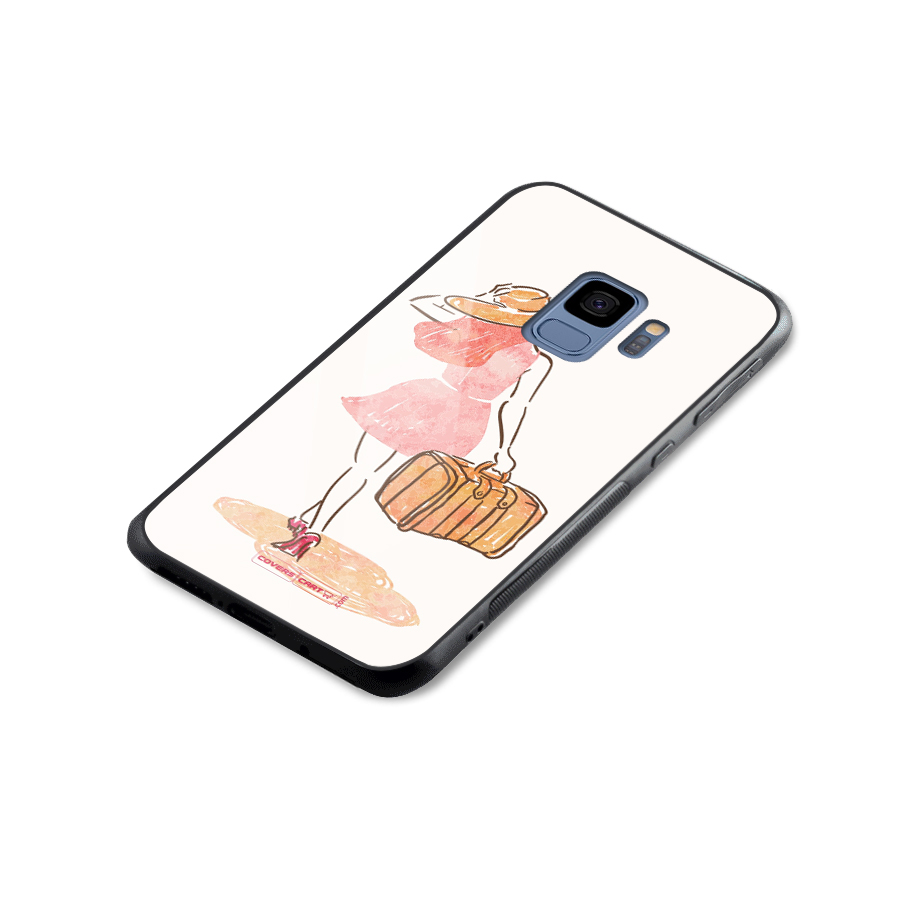 Travel Girl Glass Back Case for Galaxy S9