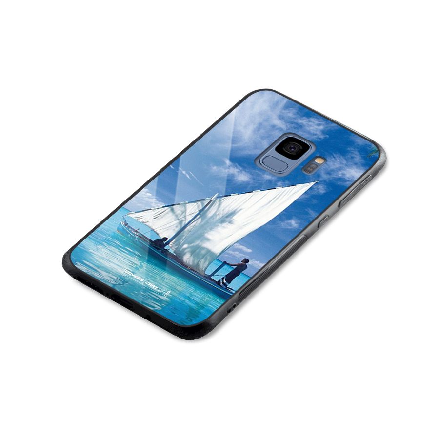 Travel Ship Glass Back Case for Galaxy S9