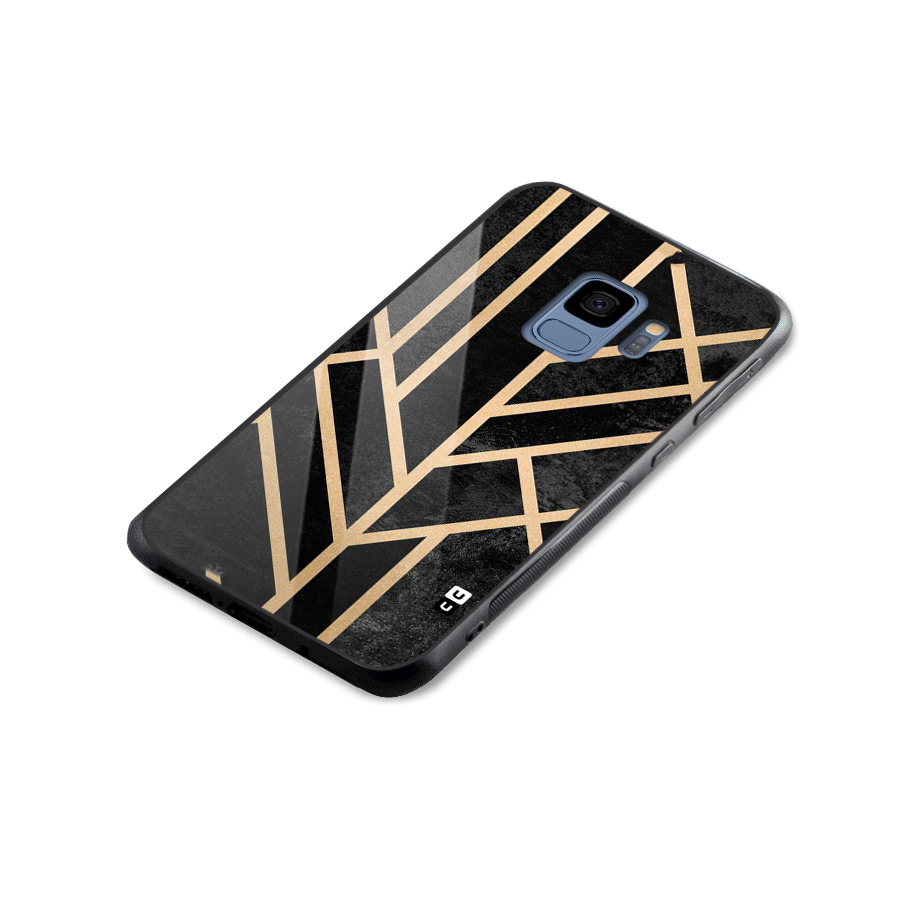 Tri Lines Gold Glass Back Case for Galaxy S9