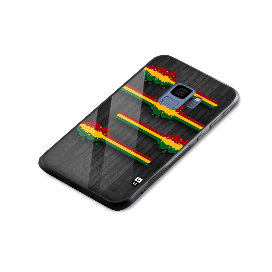 Tricolor Splash Design Glass Back Case for Galaxy S9