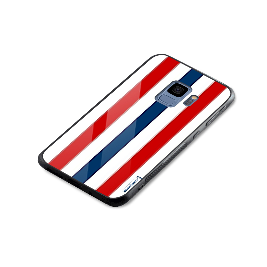 Tricolor Stripes Glass Back Case for Galaxy S9