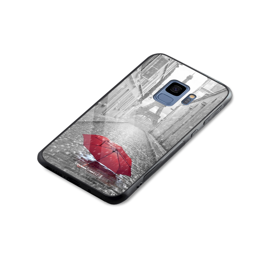Umbrella Paris Glass Back Case for Galaxy S9