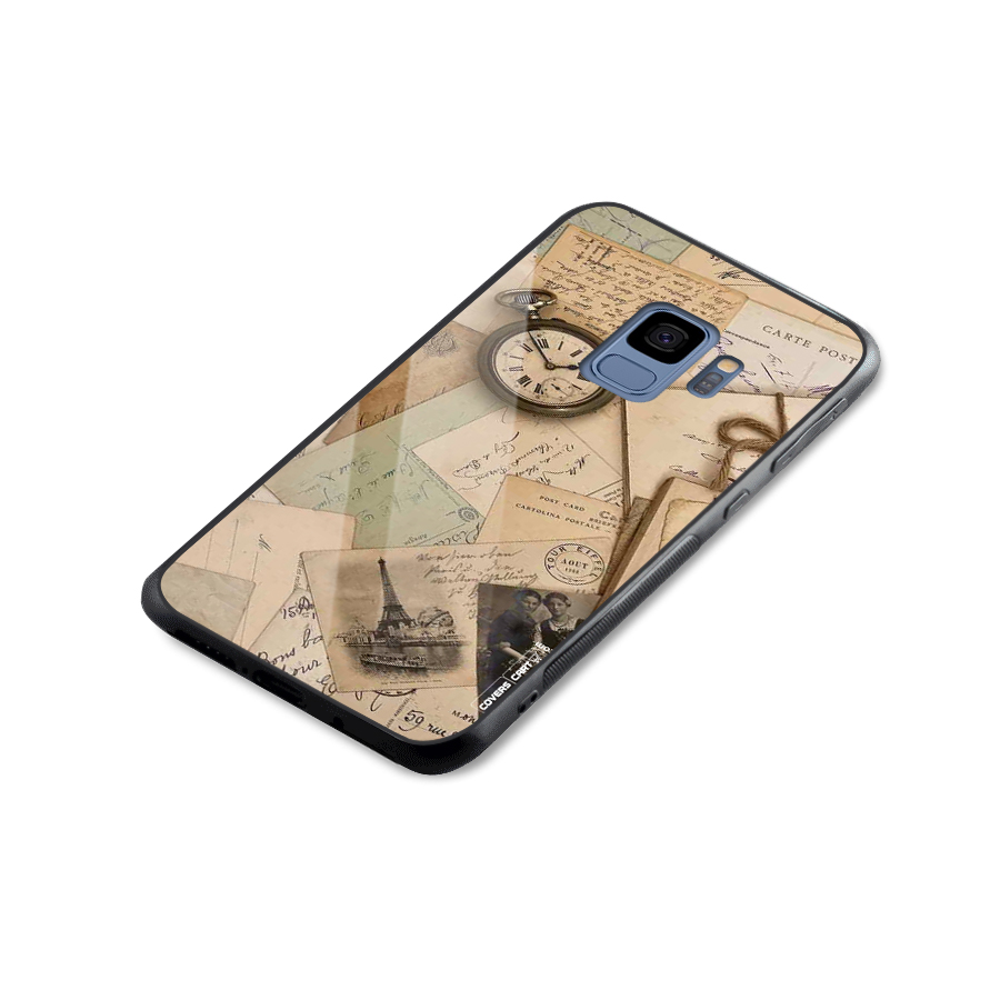Vintage Postcards Glass Back Case for Galaxy S9