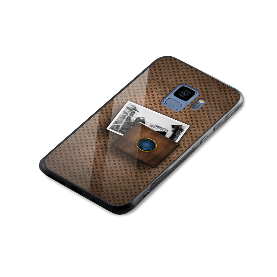 Vintage Wood Camera Glass Back Case for Galaxy S9