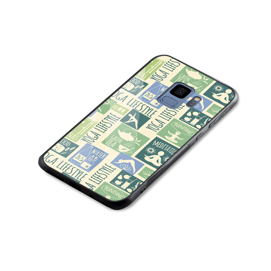 Vintage Yoga Lifestyle Glass Back Case for Galaxy S9