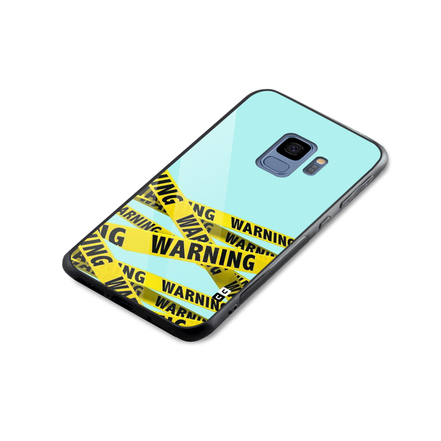 Warning Design Glass Back Case for Galaxy S9