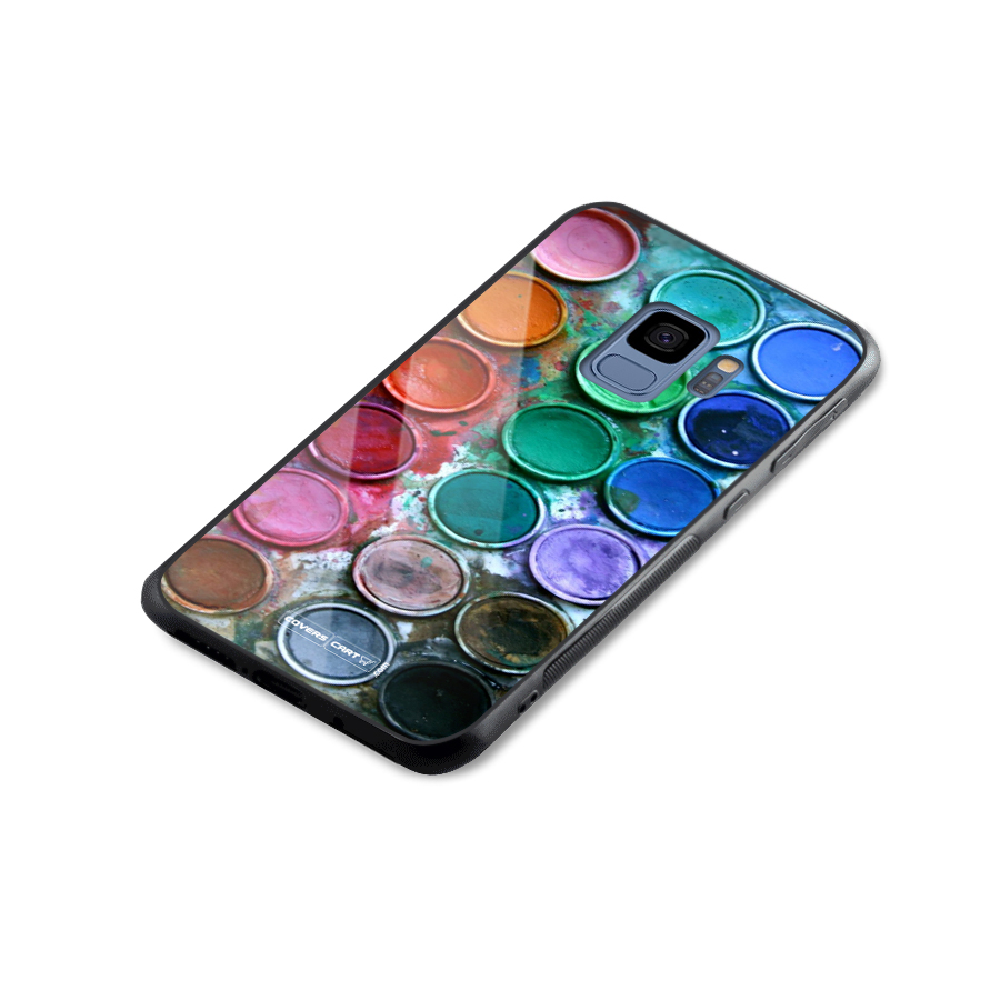 Water Paint Box Glass Back Case for Galaxy S9