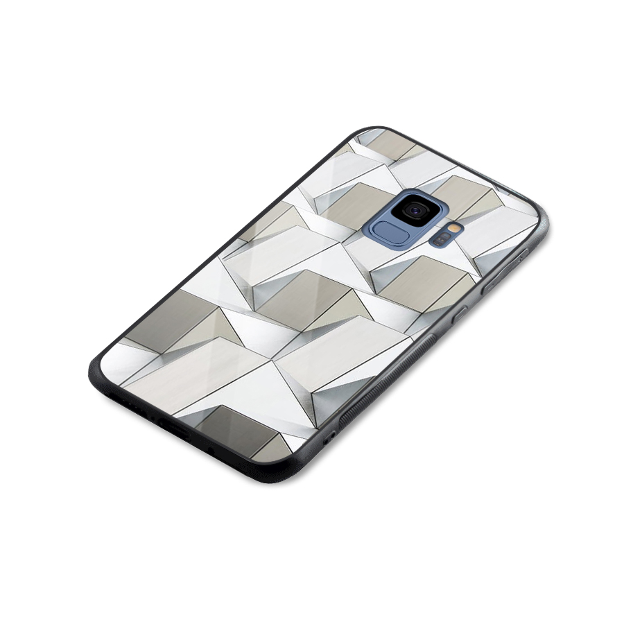 White Abstract Art Glass Back Case for Galaxy S9