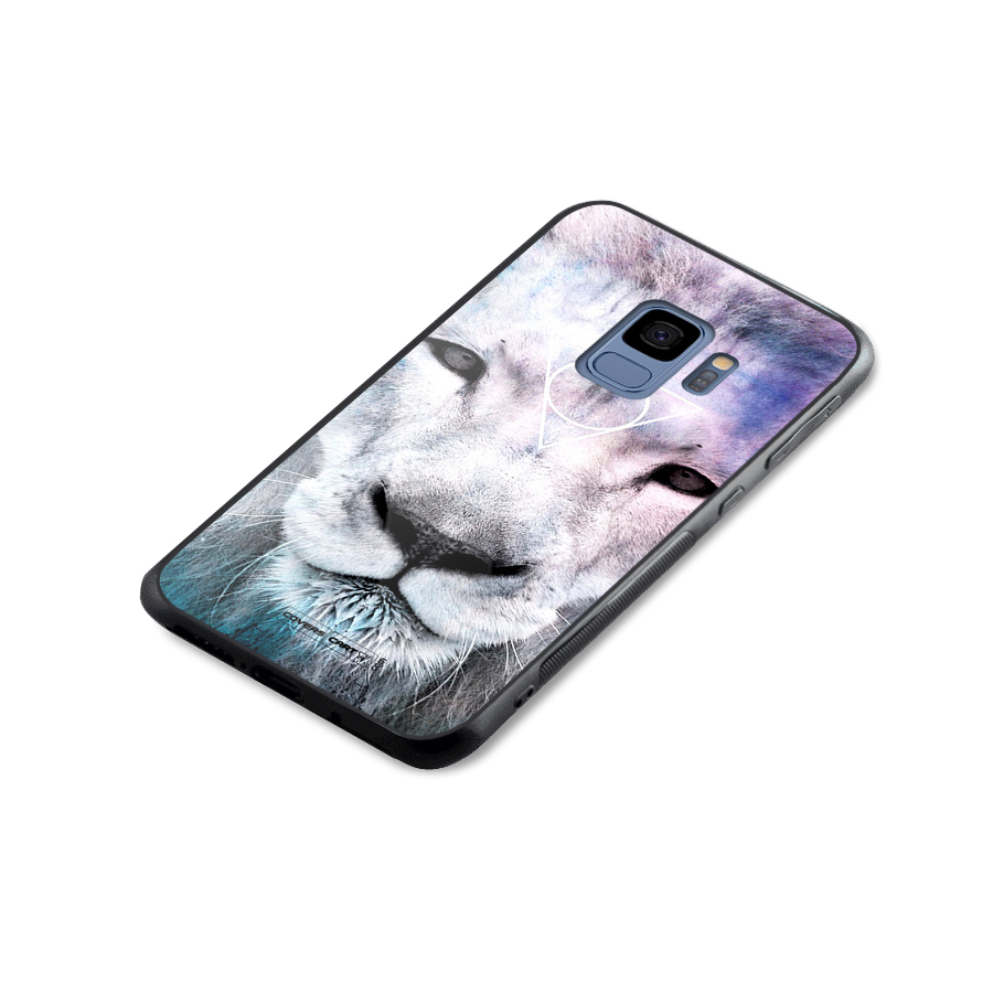 White Lion Glass Back Case for Galaxy S9