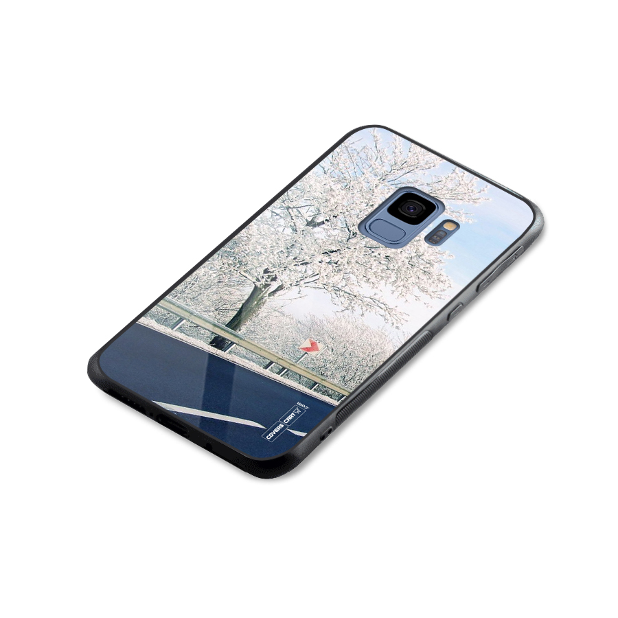 White Snow Tree Glass Back Case for Galaxy S9