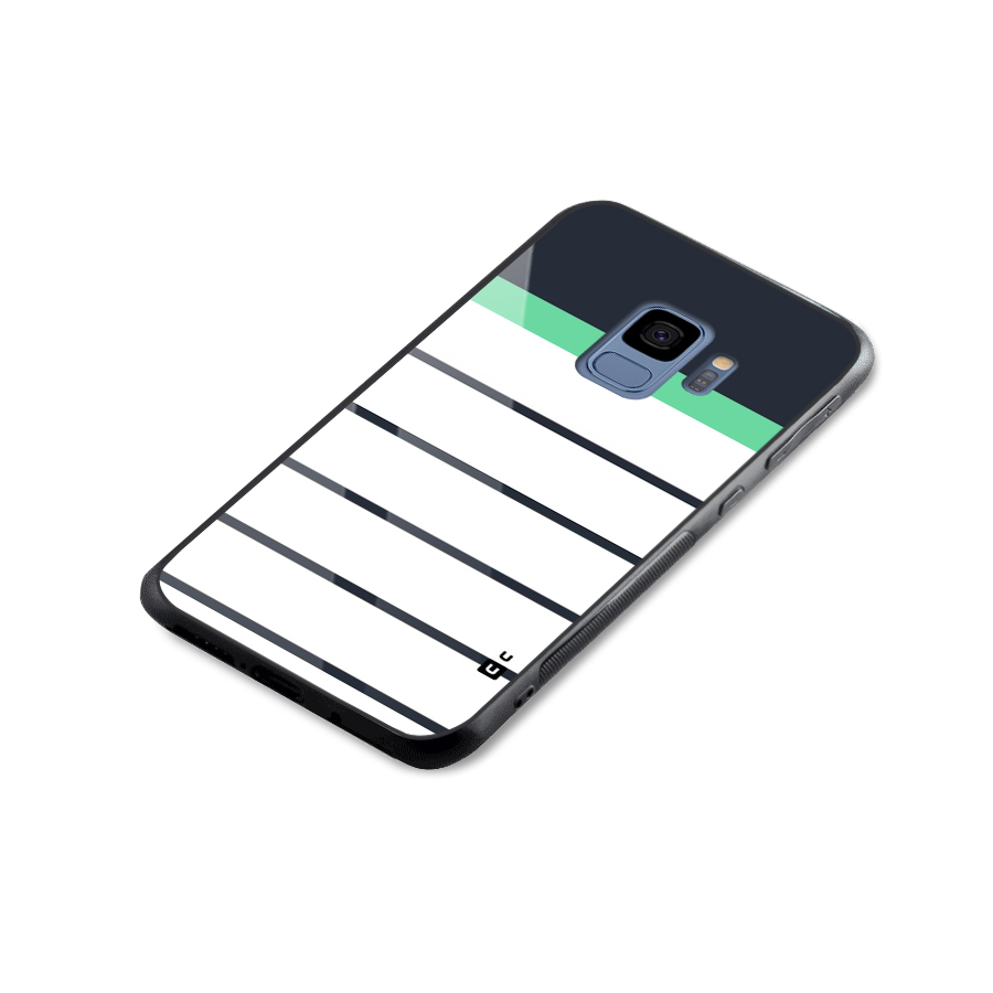 White and Simple Stripes Glass Back Case for Galaxy S9