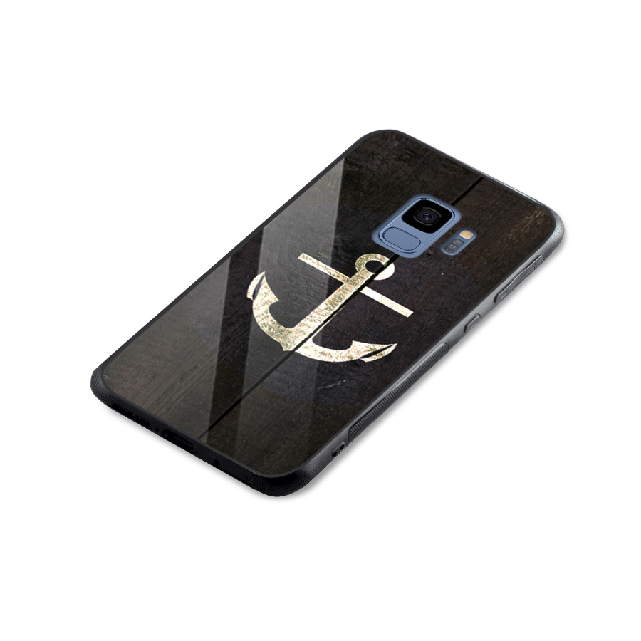 Wood Anchor Glass Back Case for Galaxy S9