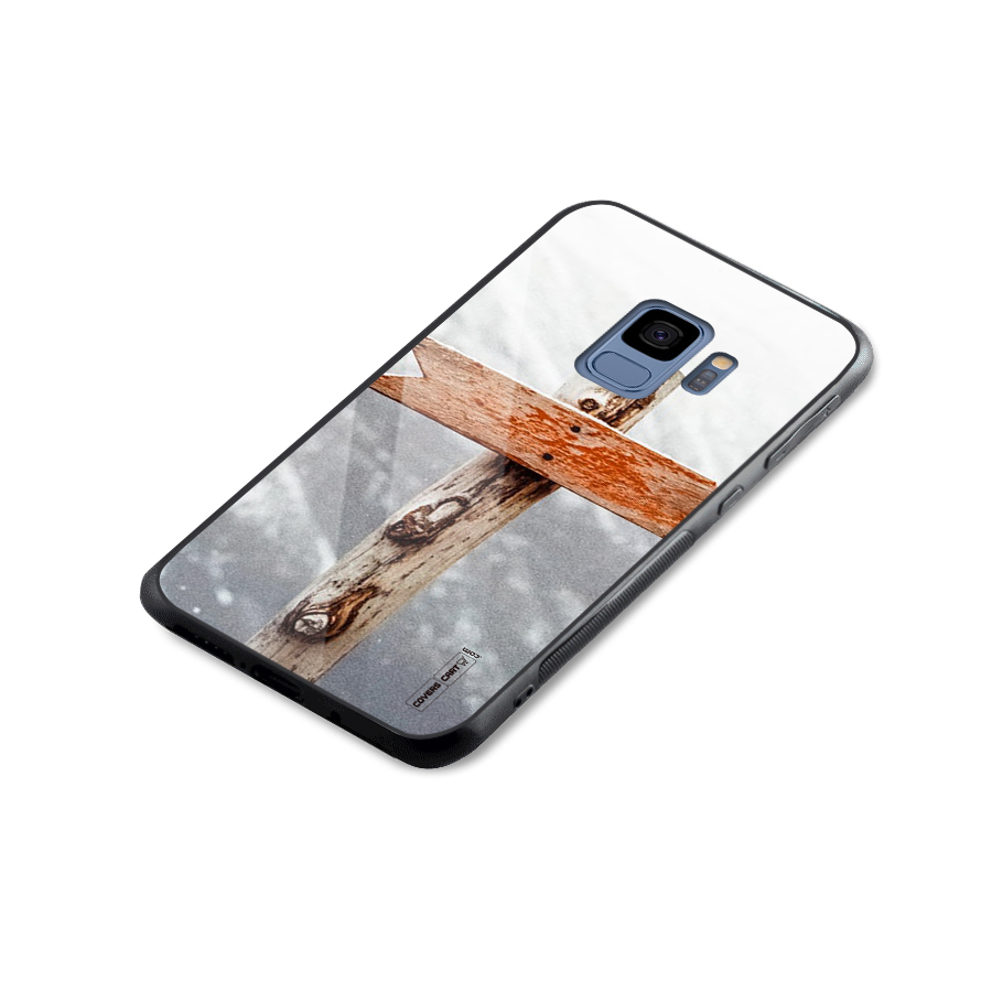 Wood And Snow Glass Back Case for Galaxy S9