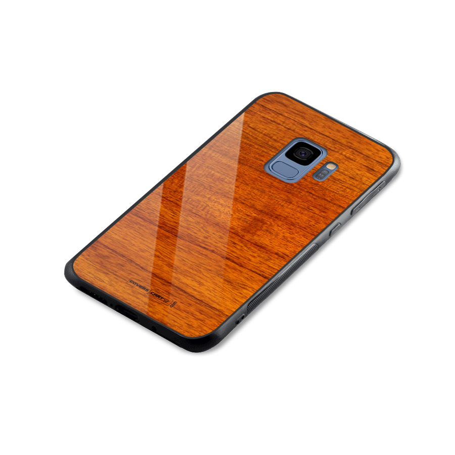 Wood Texture Design Glass Back Case for Galaxy S9