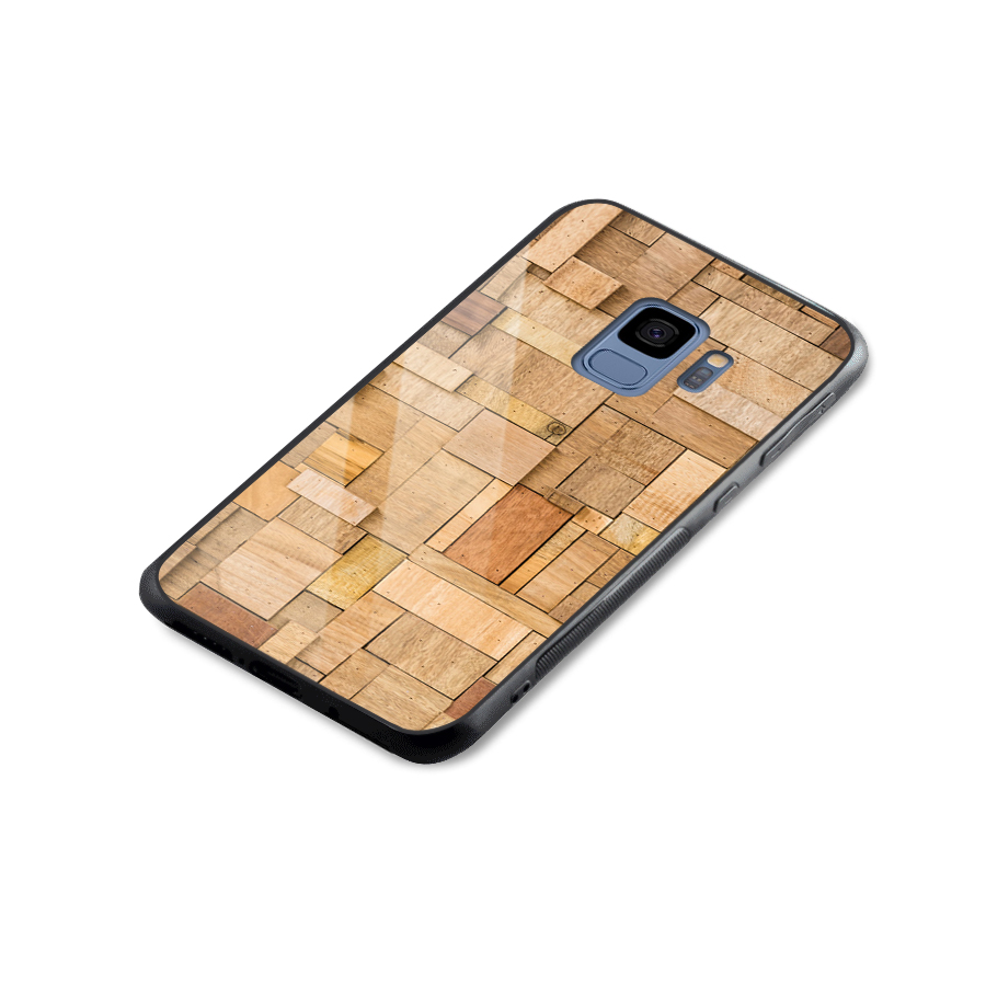 Wooden Blocks Glass Back Case for Galaxy S9