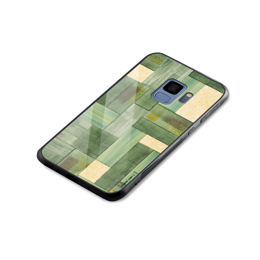 Wooden Green Texture Glass Back Case for Galaxy S9