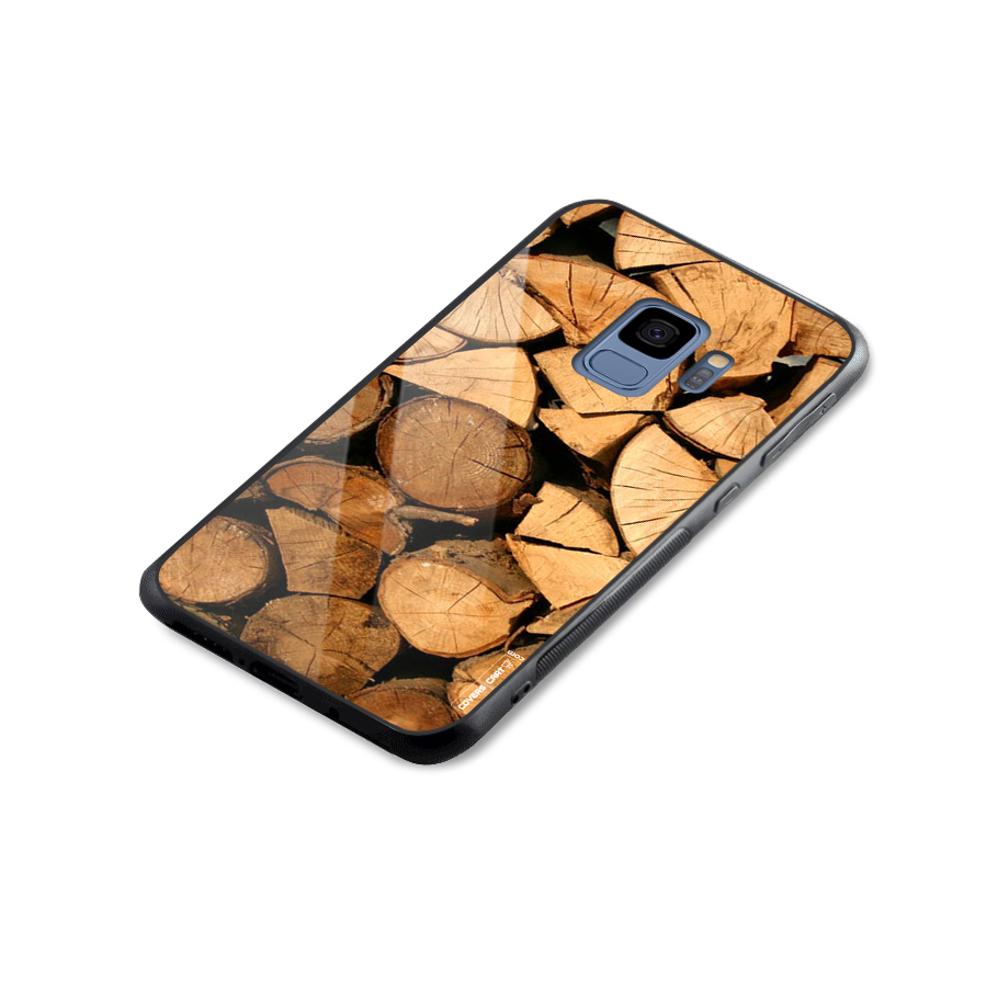 Wooden Logs Glass Back Case for Galaxy S9
