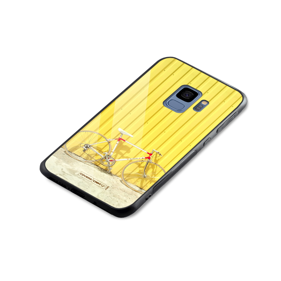 Yellow Cycle Classic Glass Back Case for Galaxy S9