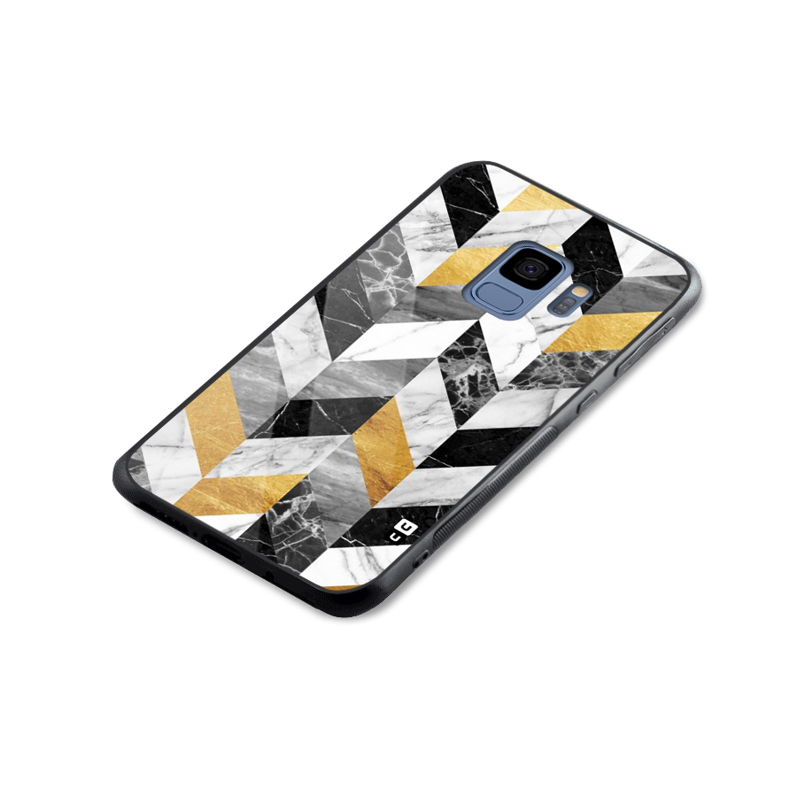 Yellow Grey Marble Glass Back Case for Galaxy S9