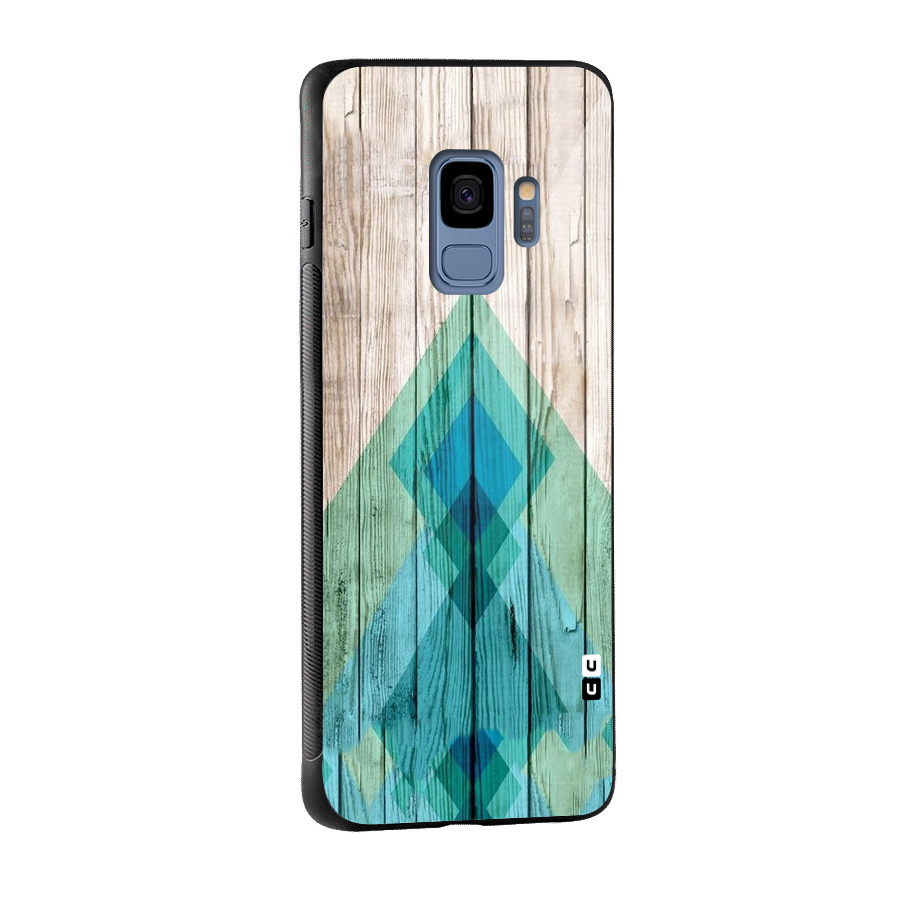 Abstract Green And Wood Glass Back Case for Galaxy S9