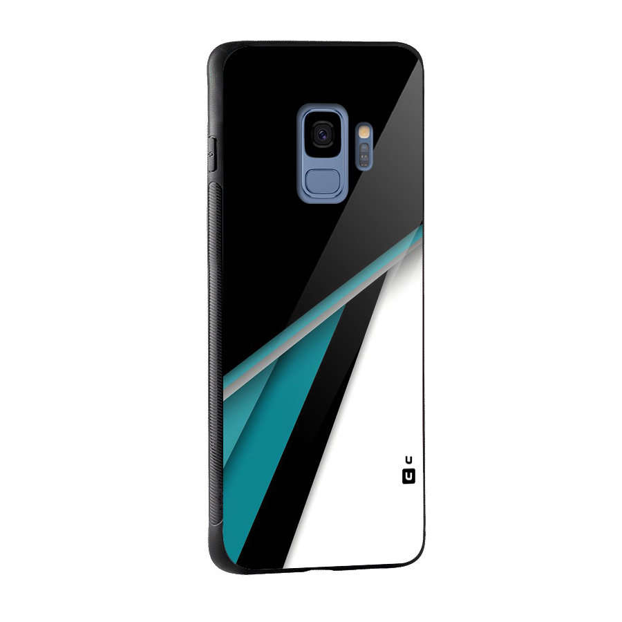 Abstract Lines Of Blue Glass Back Case for Galaxy S9