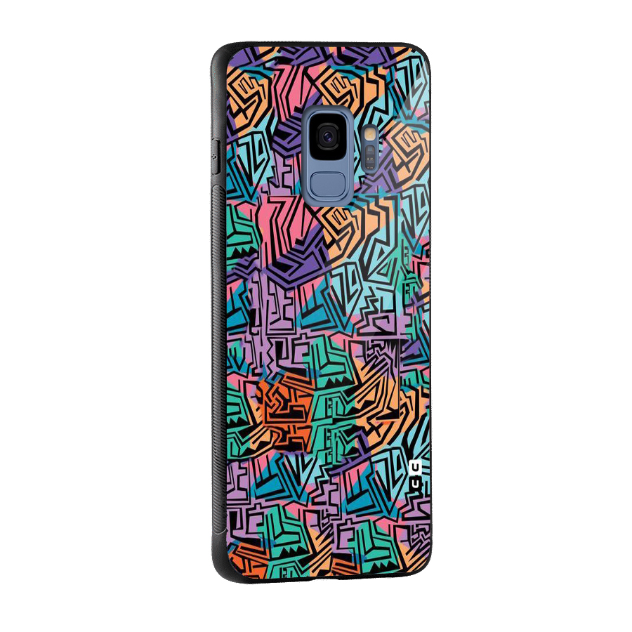 Abstract Lining Colors Glass Back Case for Galaxy S9