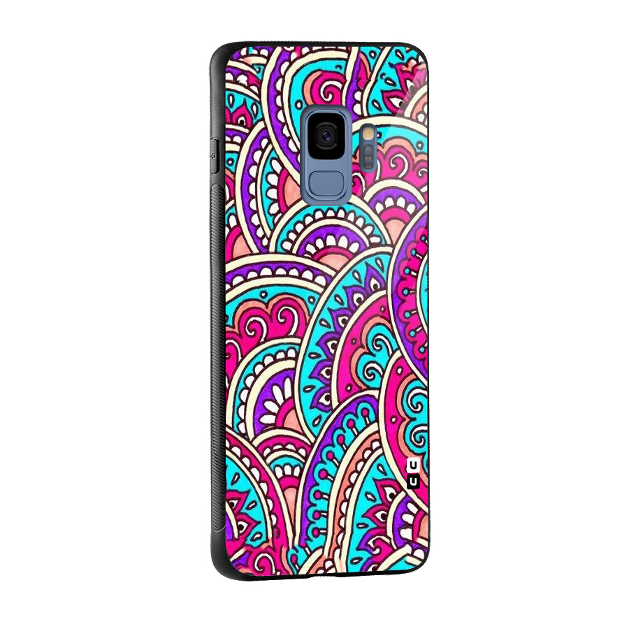 Abstract Rangoli Design Glass Back Case for Galaxy S9