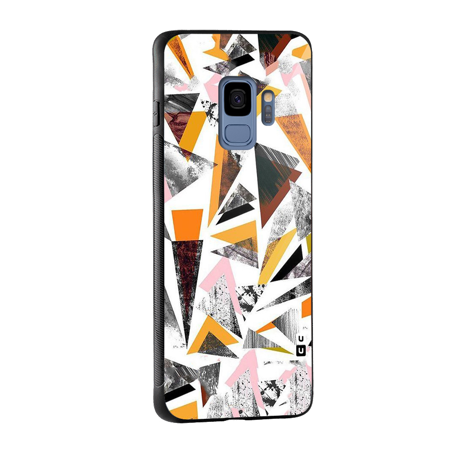 Abstract Sketchy Triangles Glass Back Case for Galaxy S9