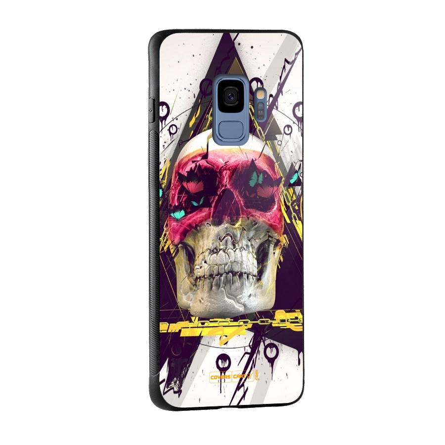 Abstract Skull Glass Back Case for Galaxy S9
