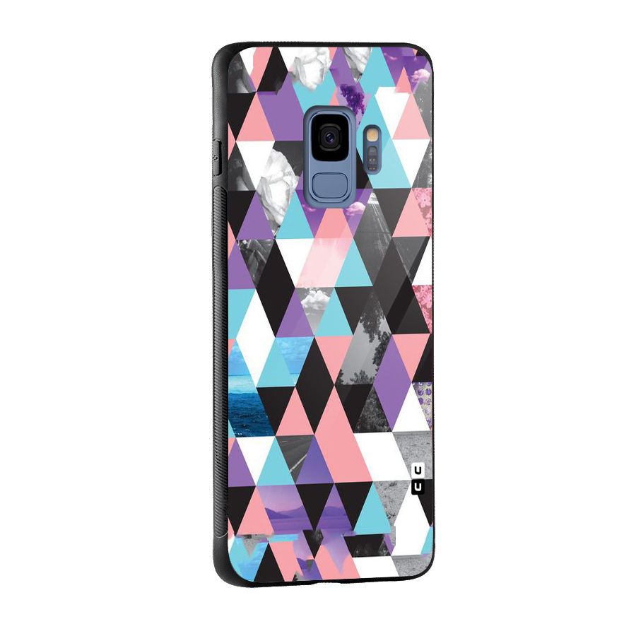Abstract Splash Triangles Glass Back Case for Galaxy S9