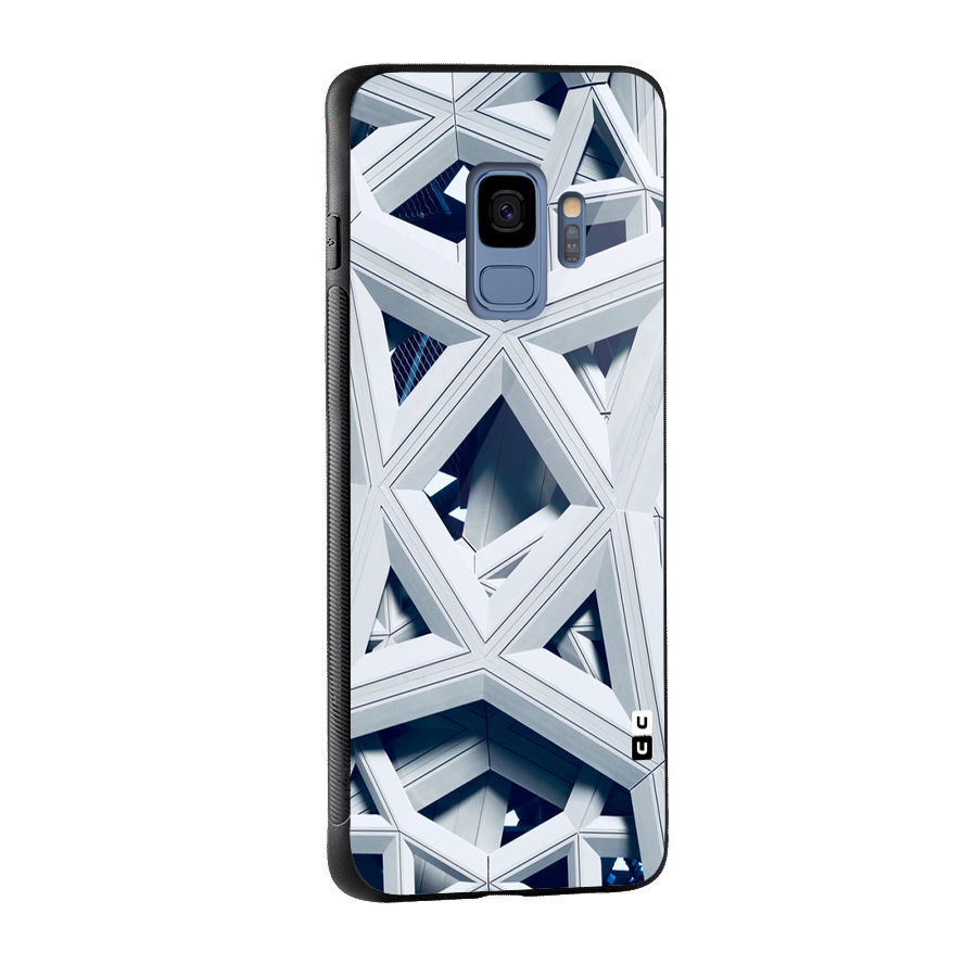 Abstract White Lines Glass Back Case for Galaxy S9