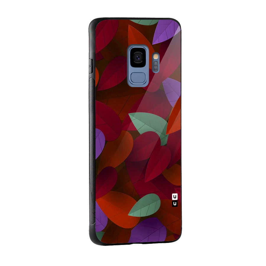 Aesthetic Colorful Leaves Glass Back Case for Galaxy S9