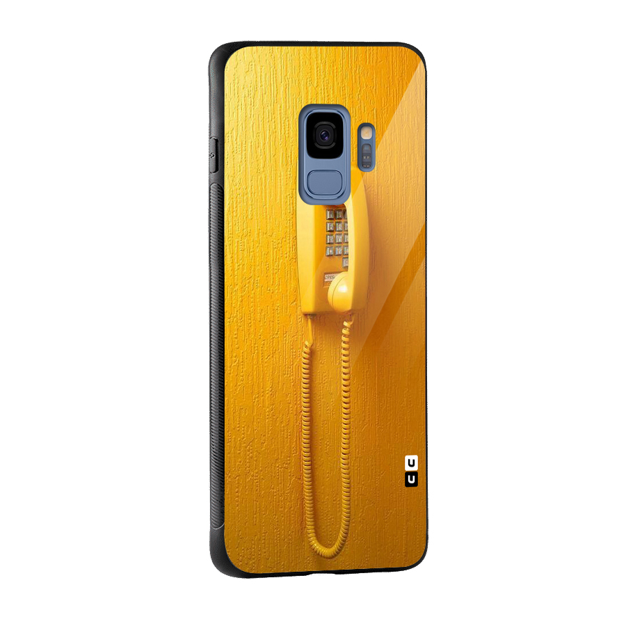 Aesthetic Yellow Telephone Glass Back Case for Galaxy S9