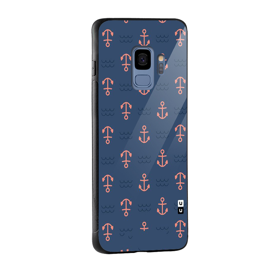 Anchor Sea Blue Glass Back Case for Galaxy S9