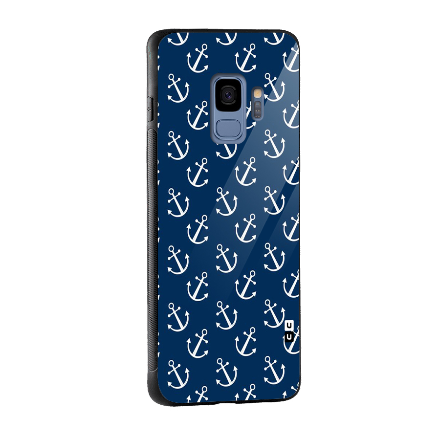 Anchor Zig Pattern Glass Back Case for Galaxy S9