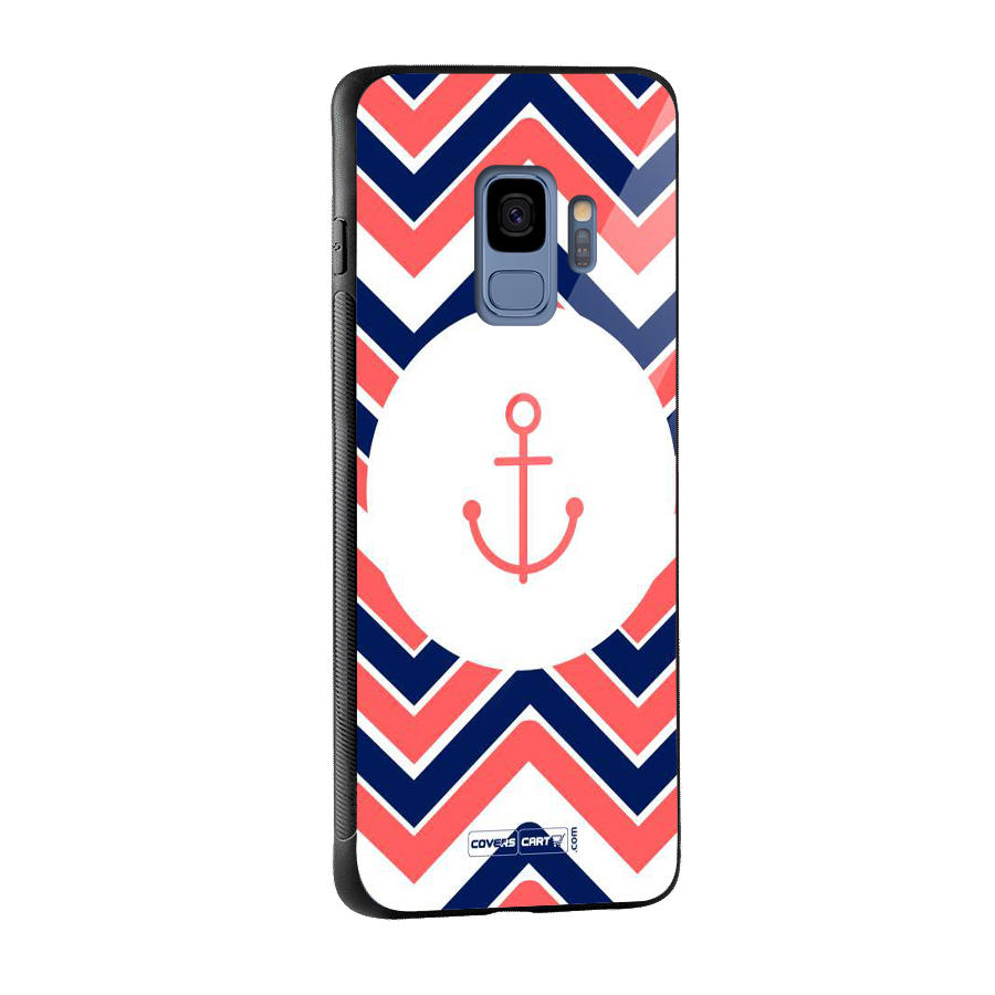 Anchor Zig Zag Glass Back Case for Galaxy S9