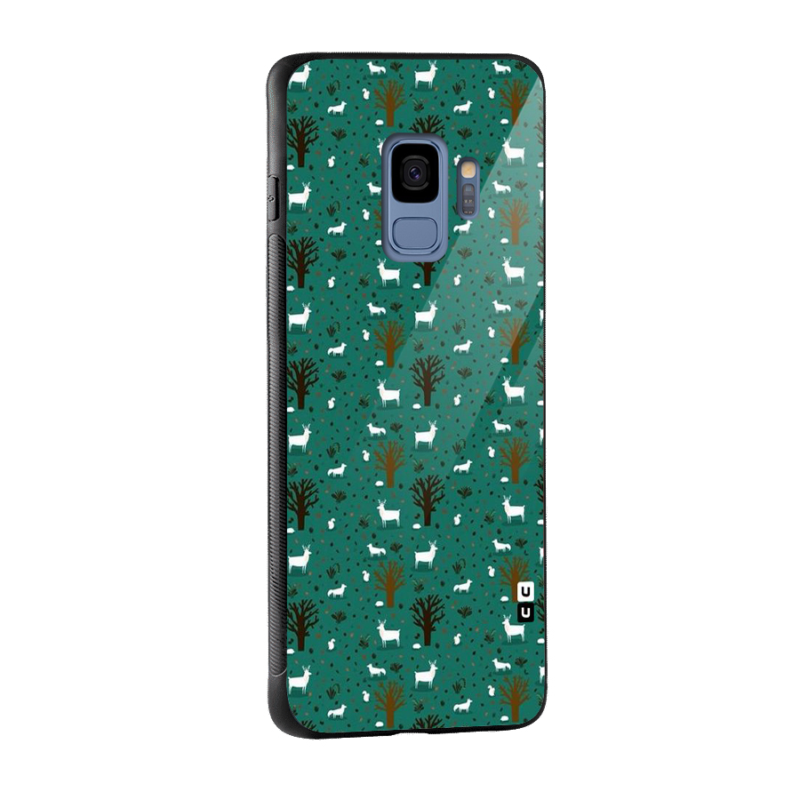 Animal Grass Pattern Glass Back Case for Galaxy S9