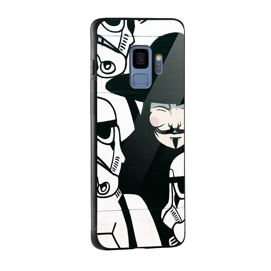 Anonymous Hat Glass Back Case for Galaxy S9